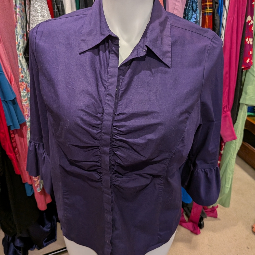 NYDJ Purple Women's Ruched Blouse - XL